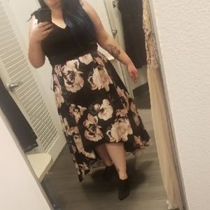 XSCAPE floral hi-low gown